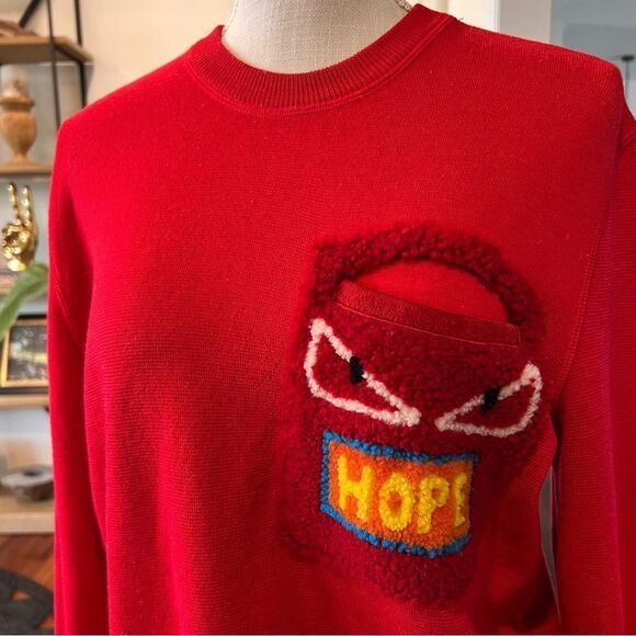 FENDI Sweater (thin) Wool Red Monster Size 46 - Picture 4 of 9